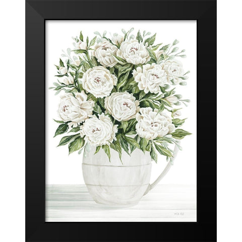 Peonies on White I Black Modern Wood Framed Art Print by Jacobs, Cindy
