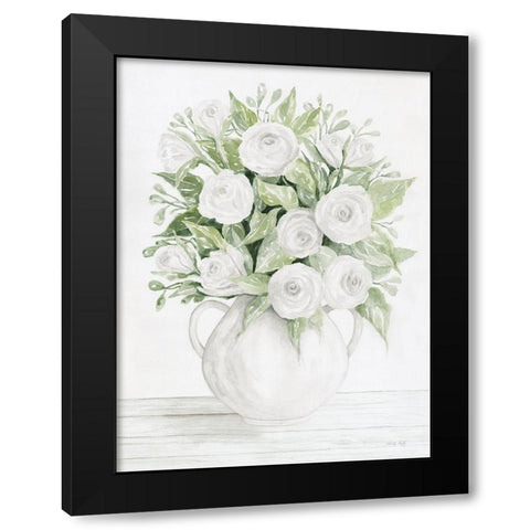 Soft Roses Black Modern Wood Framed Art Print with Double Matting by Jacobs, Cindy
