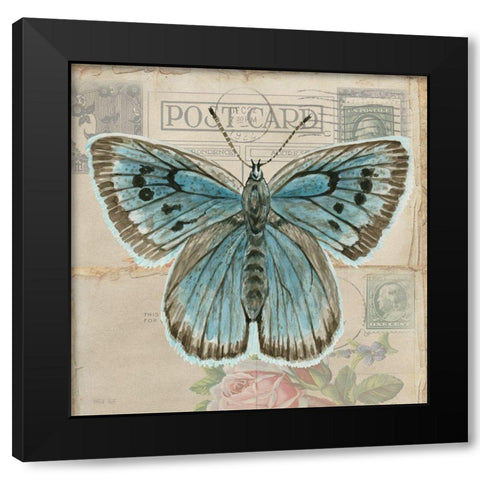 Postcard Butterfly I Black Modern Wood Framed Art Print by Jacobs, Cindy