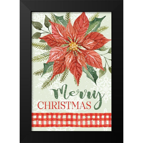 Poinsettia Merry Christmas  Black Modern Wood Framed Art Print by Jacobs, Cindy