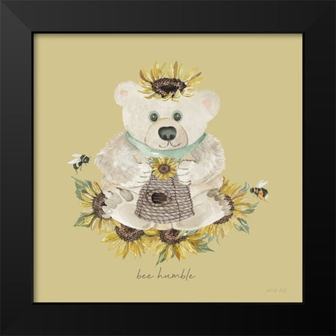 Baby Bear - Bee Humble Black Modern Wood Framed Art Print by Jacobs, Cindy