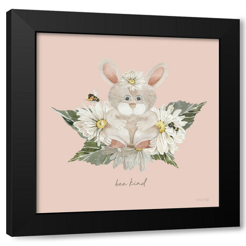 Baby Bunny - Bee Kind Black Modern Wood Framed Art Print by Jacobs, Cindy