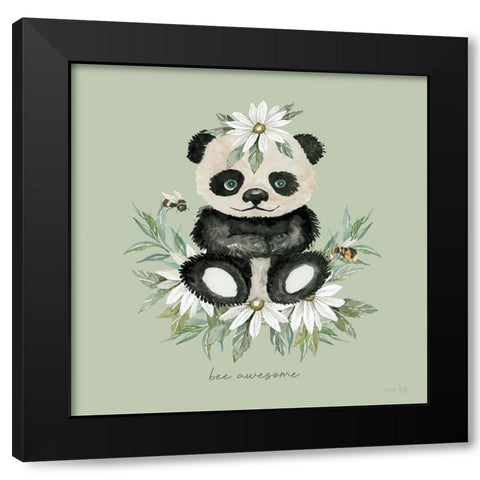 Baby Panda - Bee Awesome Black Modern Wood Framed Art Print by Jacobs, Cindy