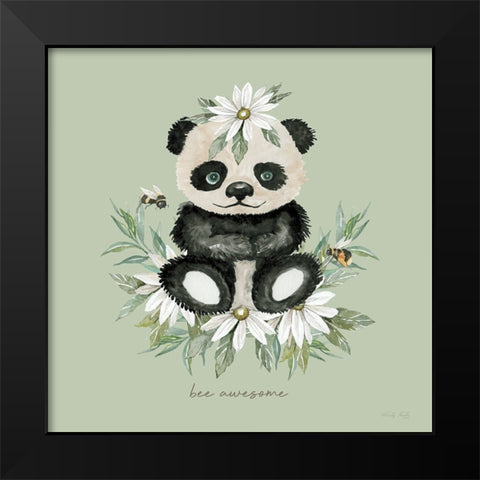 Baby Panda - Bee Awesome Black Modern Wood Framed Art Print by Jacobs, Cindy
