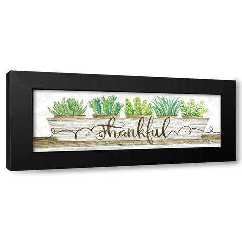 Thankful Succulent Pots Black Modern Wood Framed Art Print with Double Matting by Jacobs, Cindy