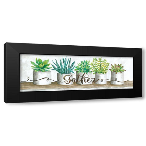 Gather Succulent Pots Black Modern Wood Framed Art Print with Double Matting by Jacobs, Cindy