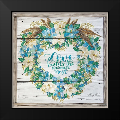 Love Builds the Warmest Nest Black Modern Wood Framed Art Print by Jacobs, Cindy