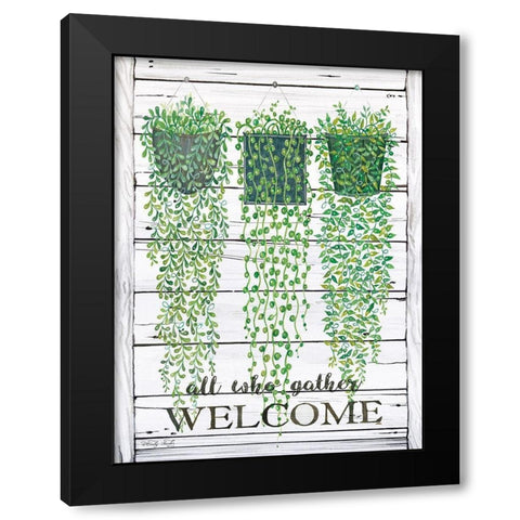 Ivy Welcome All Who Gather Black Modern Wood Framed Art Print by Jacobs, Cindy
