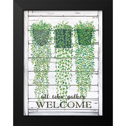 Ivy Welcome All Who Gather Black Modern Wood Framed Art Print by Jacobs, Cindy