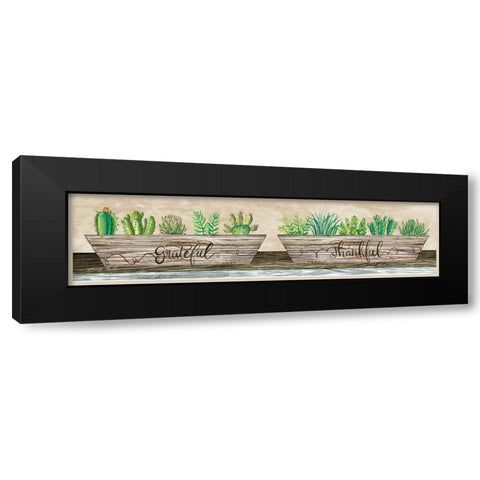 Grateful and Thankful Succulents Black Modern Wood Framed Art Print with Double Matting by Jacobs, Cindy