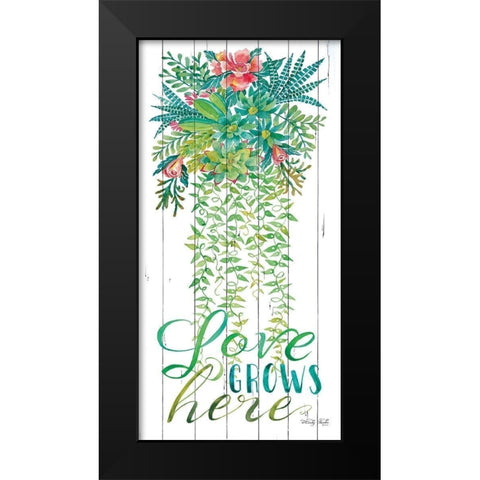 Love Grows Here Black Modern Wood Framed Art Print by Jacobs, Cindy
