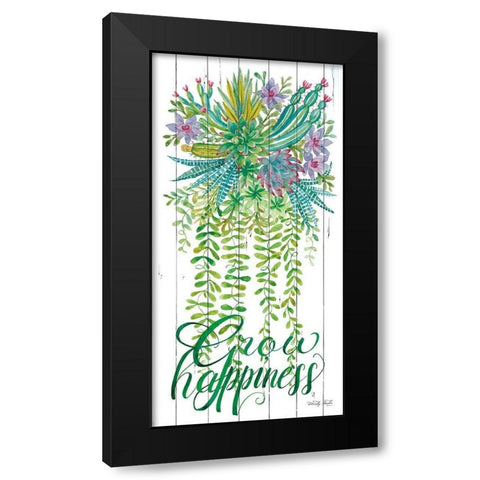 Grow Happiness Black Modern Wood Framed Art Print by Jacobs, Cindy