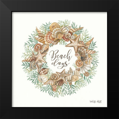 Beach Days Shell Wreath Black Modern Wood Framed Art Print by Jacobs, Cindy
