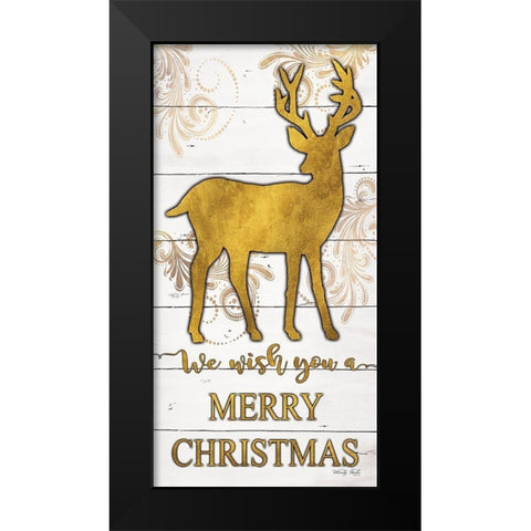 Reindeer Merry Christmas Black Modern Wood Framed Art Print by Jacobs, Cindy