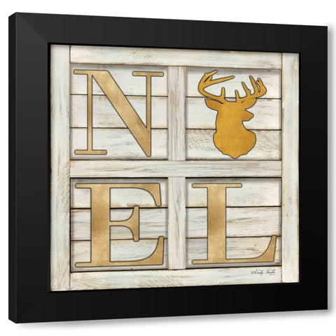 Noel Deer Black Modern Wood Framed Art Print with Double Matting by Jacobs, Cindy