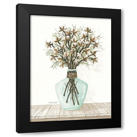 Cotton Bouquet Black Modern Wood Framed Art Print by Jacobs, Cindy