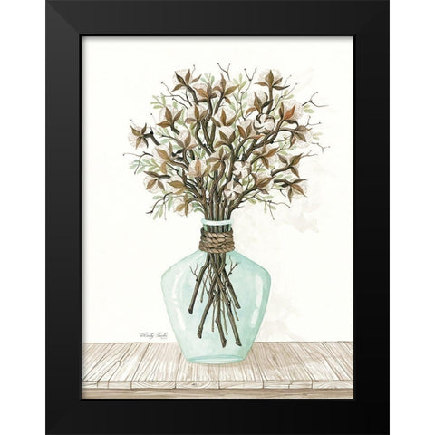 Cotton Bouquet Black Modern Wood Framed Art Print by Jacobs, Cindy