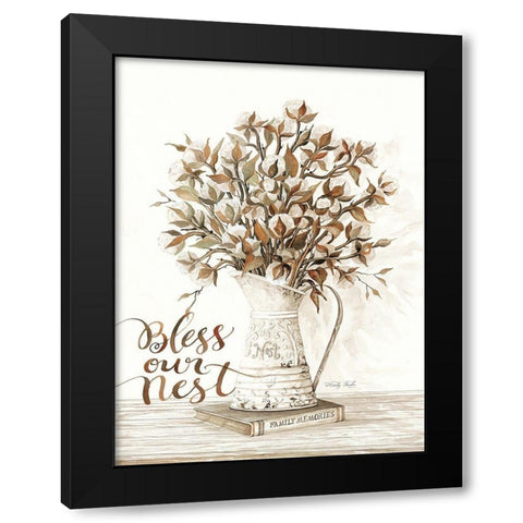 Bless Our Nest Cotton Bouquet Black Modern Wood Framed Art Print with Double Matting by Jacobs, Cindy