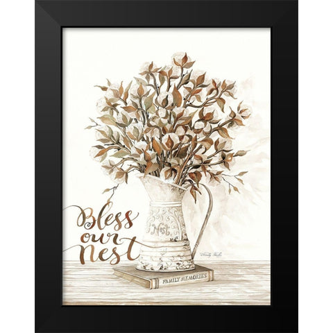 Bless Our Nest Cotton Bouquet Black Modern Wood Framed Art Print by Jacobs, Cindy