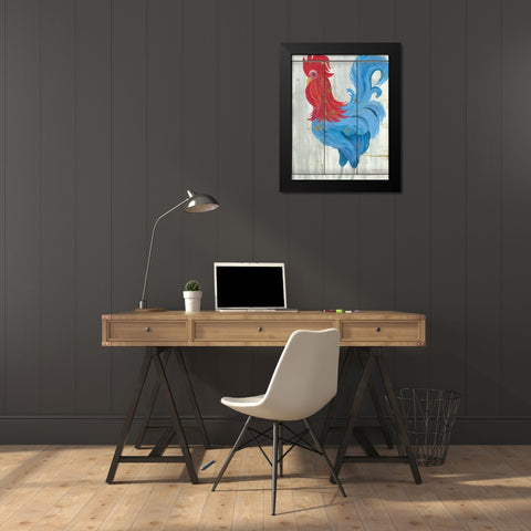 Patriotic Rooster Black Modern Wood Framed Art Print by Jacobs, Cindy