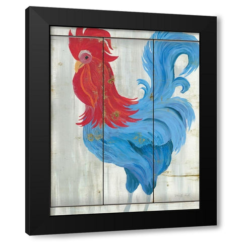 Patriotic Rooster Black Modern Wood Framed Art Print by Jacobs, Cindy
