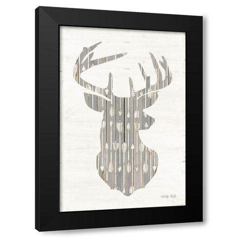 Deer and Arrows Silhouette Black Modern Wood Framed Art Print with Double Matting by Jacobs, Cindy