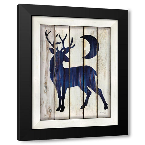 Midnight Blue Deer II Black Modern Wood Framed Art Print with Double Matting by Jacobs, Cindy