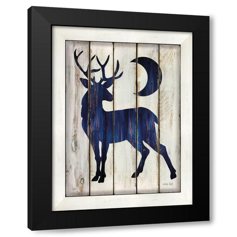 Midnight Blue Deer II Black Modern Wood Framed Art Print by Jacobs, Cindy