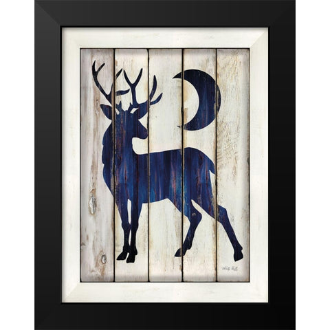 Midnight Blue Deer II Black Modern Wood Framed Art Print by Jacobs, Cindy