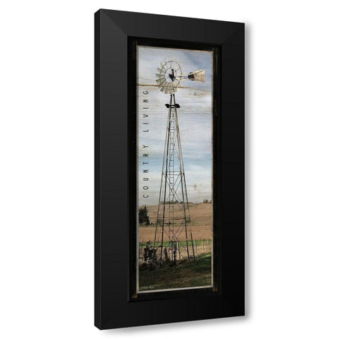 Country Living Windmill Black Modern Wood Framed Art Print with Double Matting by Jacobs, Cindy