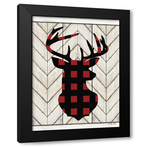 Plaid Deer Black Modern Wood Framed Art Print with Double Matting by Jacobs, Cindy