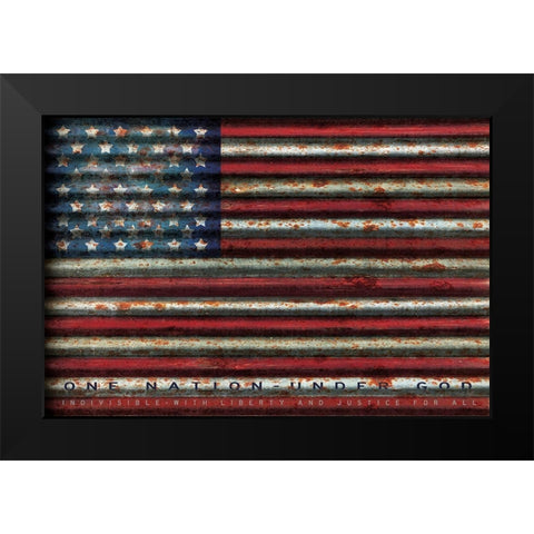 American Flag on Metal Black Modern Wood Framed Art Print by Jacobs, Cindy