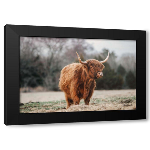 Mom Cow Black Modern Wood Framed Art Print with Double Matting by Diener, Dakota