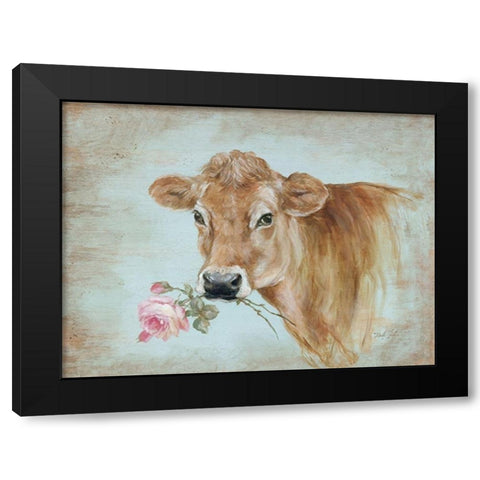 Miss Moo Black Modern Wood Framed Art Print with Double Matting by Coules, Debi