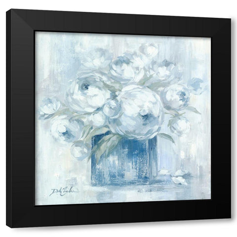 White Peonies Black Modern Wood Framed Art Print by Coules, Debi