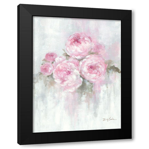 Pink Peonies Black Modern Wood Framed Art Print by Coules, Debi