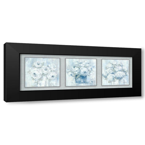 Trio of White Florals Black Modern Wood Framed Art Print by Coules, Debi