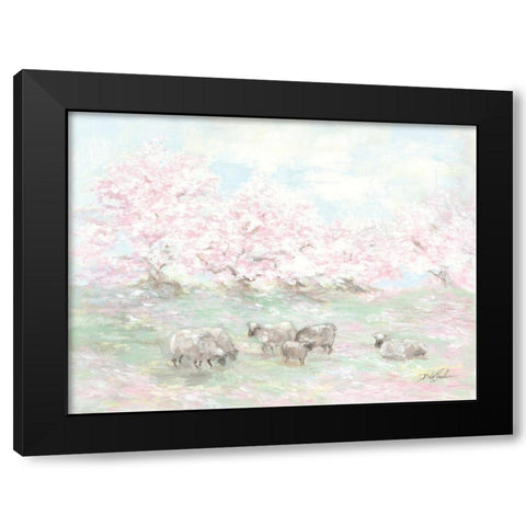 Sheep in Spring Black Modern Wood Framed Art Print with Double Matting by Coules, Debi