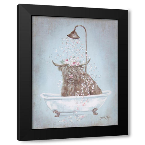 Showering Petals Highland Black Modern Wood Framed Art Print by Coules, Debi