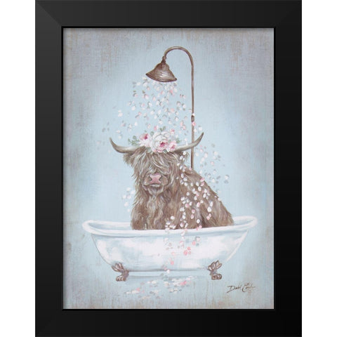 Showering Petals Highland Black Modern Wood Framed Art Print by Coules, Debi