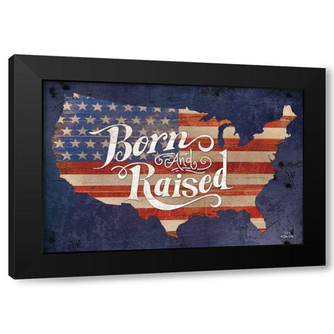 USA Born and Raised Black Modern Wood Framed Art Print with Double Matting by Dee Dee