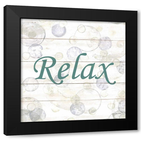 Relax Bubbles Black Modern Wood Framed Art Print by Dee Dee