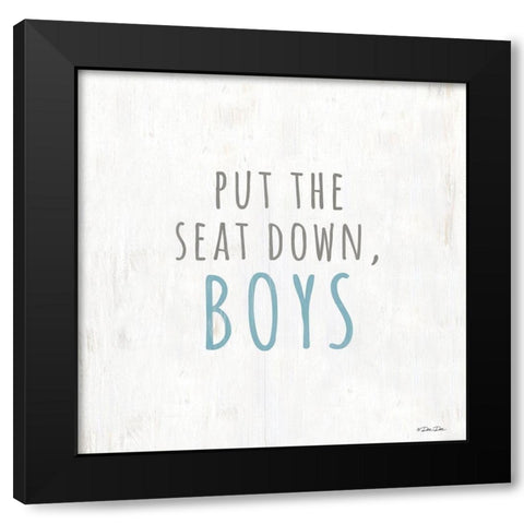 Put the Seat Down Boys Black Modern Wood Framed Art Print with Double Matting by Dee Dee