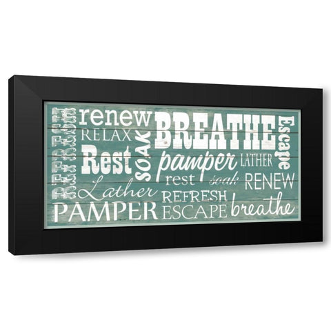 Bathroom Typography Black Modern Wood Framed Art Print by Dee Dee
