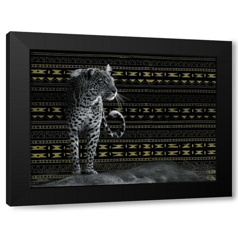 Patterned Leopard Black Modern Wood Framed Art Print by Dee Dee