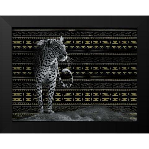 Patterned Leopard Black Modern Wood Framed Art Print by Dee Dee