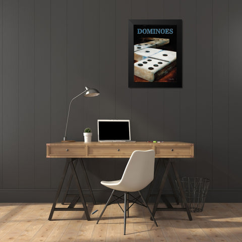 Dominos Black Modern Wood Framed Art Print by Dee Dee