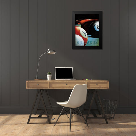 Billiards Black Modern Wood Framed Art Print by Dee Dee