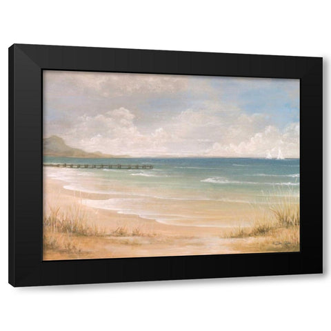 Pier View Black Modern Wood Framed Art Print by Dee Dee