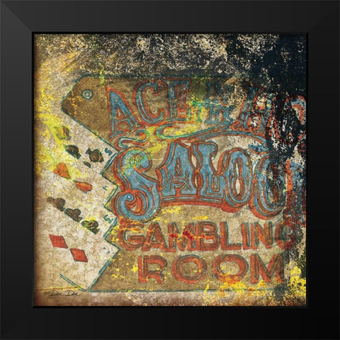 Gambling Room Black Modern Wood Framed Art Print by Dee Dee